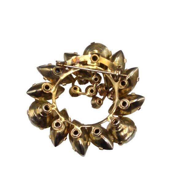 Vintage Dimensional Yellow Givre Crystal Brooch, Glowing Wreath with Topaz Rhine - Picture 4 of 4